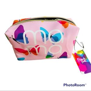 LAST ONE! NWT FRENCH BULL "Mama" Pink and Multicolor Butterflies Cosmetic Bag